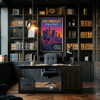 Los Angeles Skyline Vintage Illustration Urban or Cityscape Poster