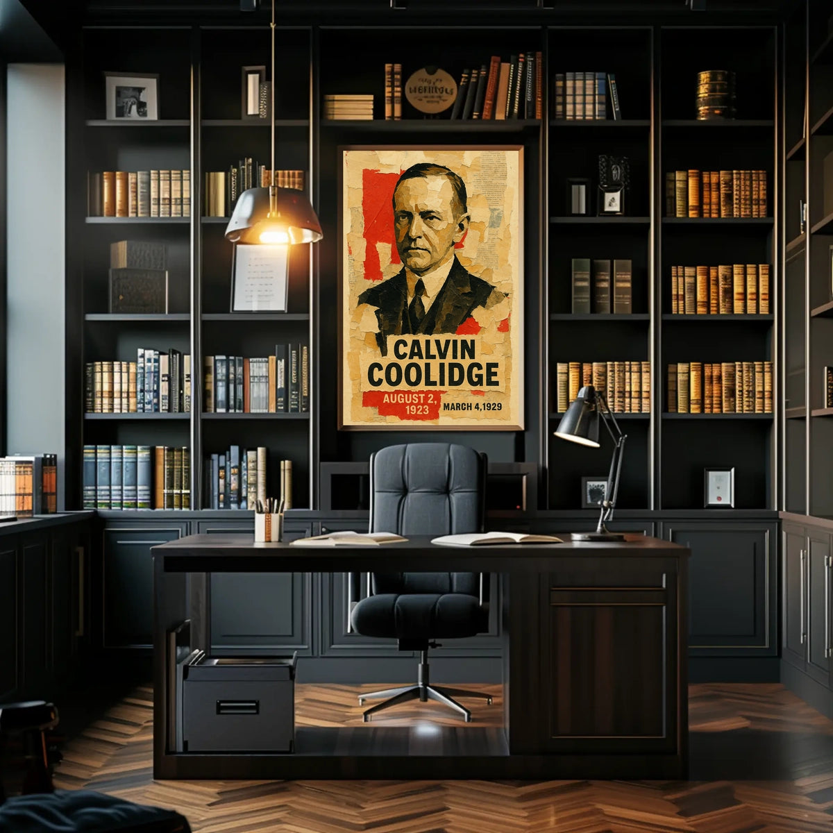 Calvin Coolidge 30th President of the United States Layered paper Collage Poster
