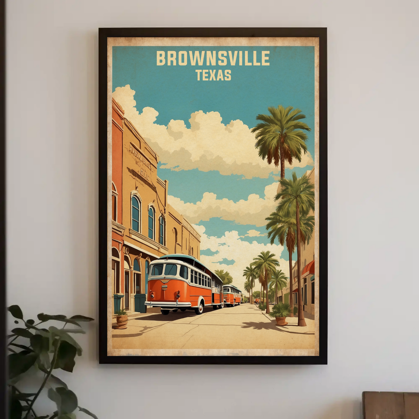 Brownsville Texas American Scene Art Vintage Travel Poster
