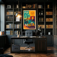 FLY MALTA Vibrant Retro Travel Adventure Poster PosterGoat