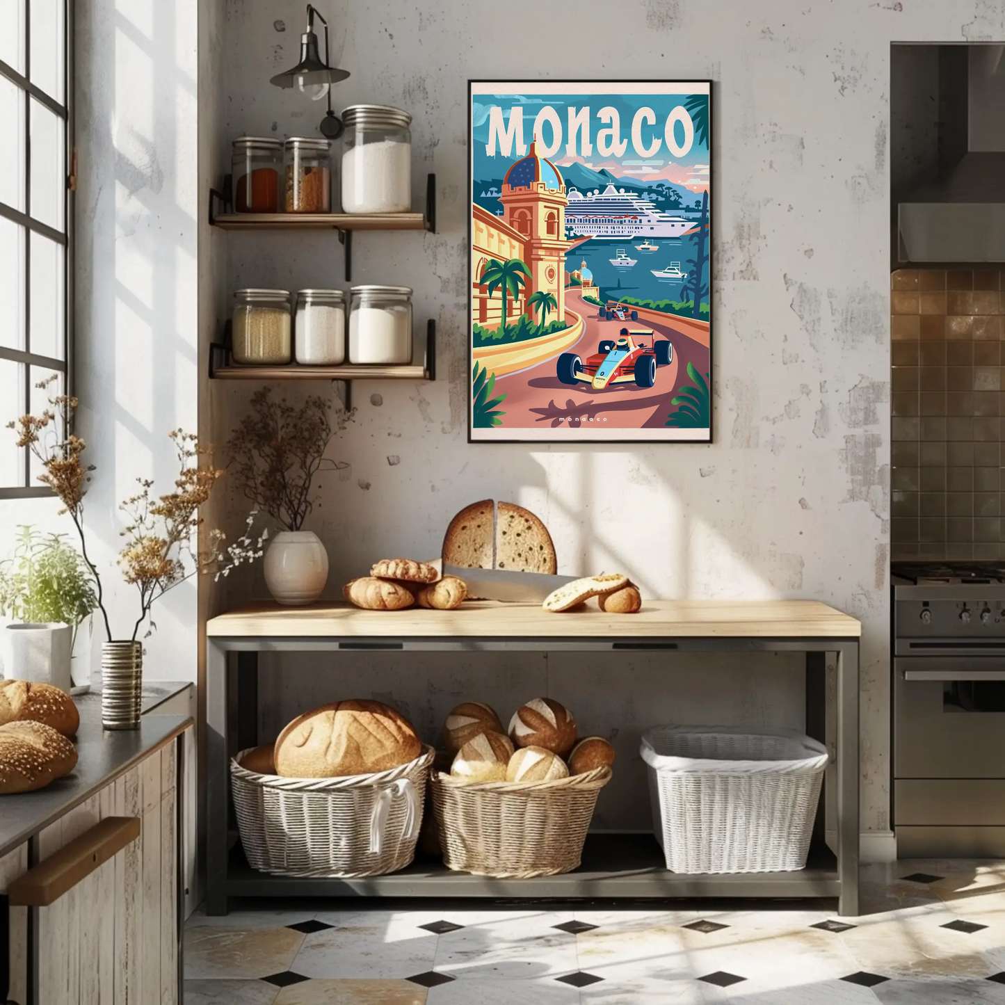 Monaco Grand Prix Coastline Drive Travel Poster
