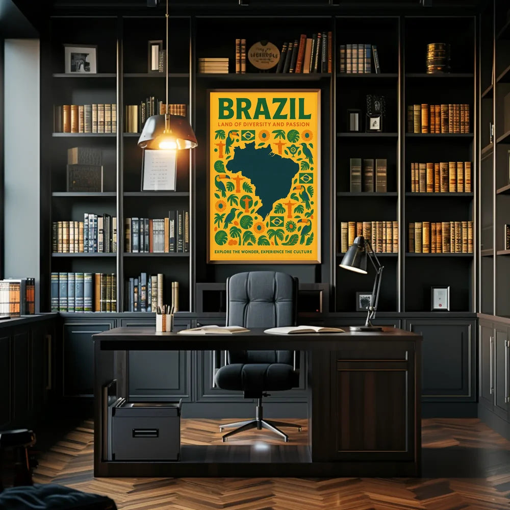 Brazil's Cultural Symbols Vibrant and Modern Poster PosterGoat