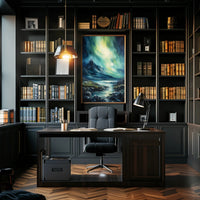 Northern Lights Over Majestic Mountains Poster