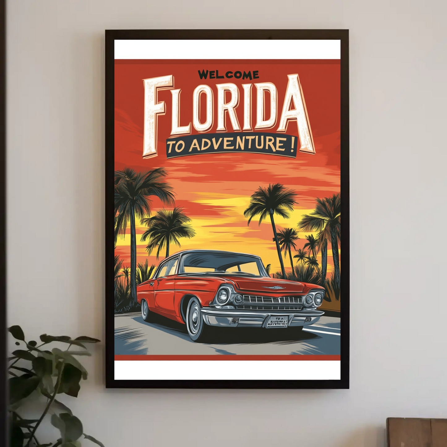 Florida Sunset Adventure Vintage Travel Poster