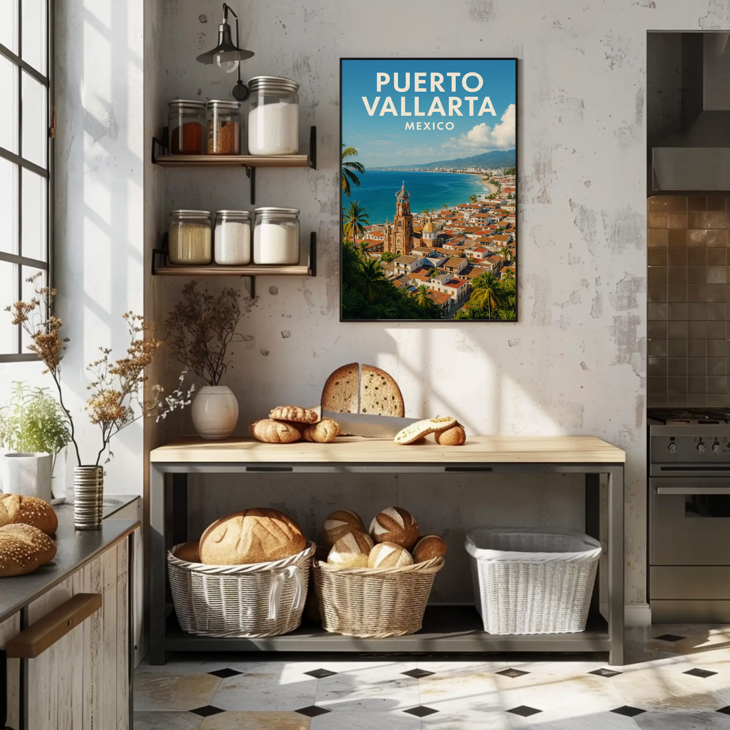 Puerto Vallarta Mexico Aerial Beach View Travel Poster