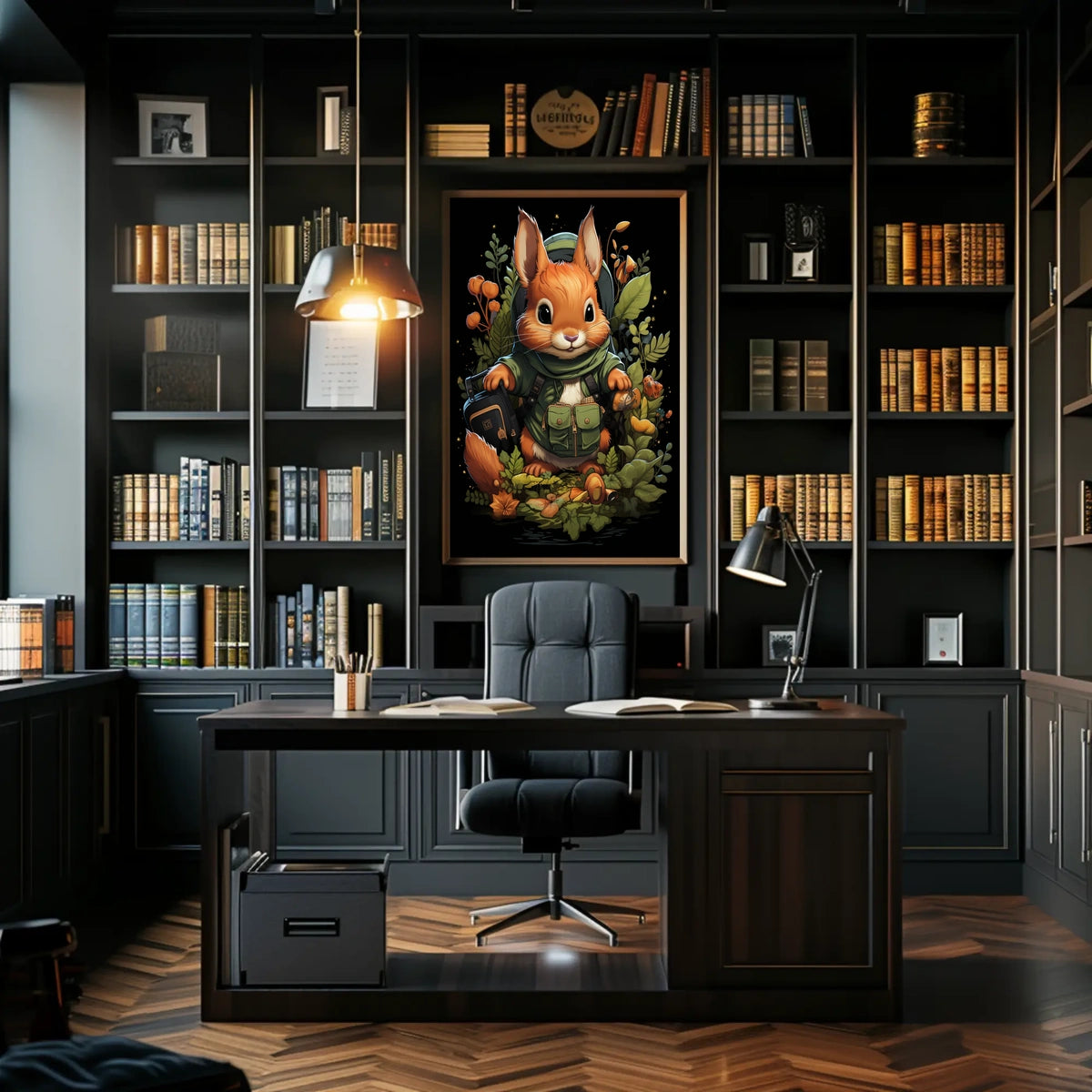 Whimsical Woodland Explorer Adventure Imagination Kids Nature Lovers Squirrel Backpack Forest Trail Poster