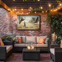 Desert Solitude: Surrealistic Sci-Fi Landscape Art Poster