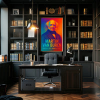 Martin Van Buren 8th President of the United States Neon Gradient Overlay Poster