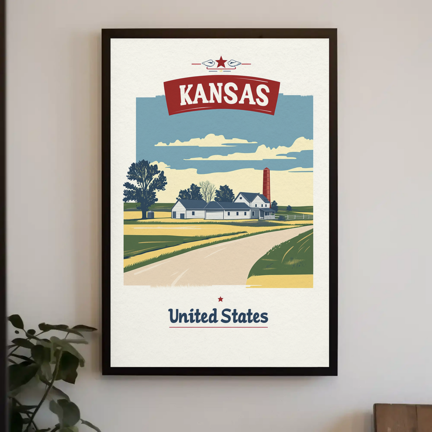 Kansas Country Road Vintage Poster