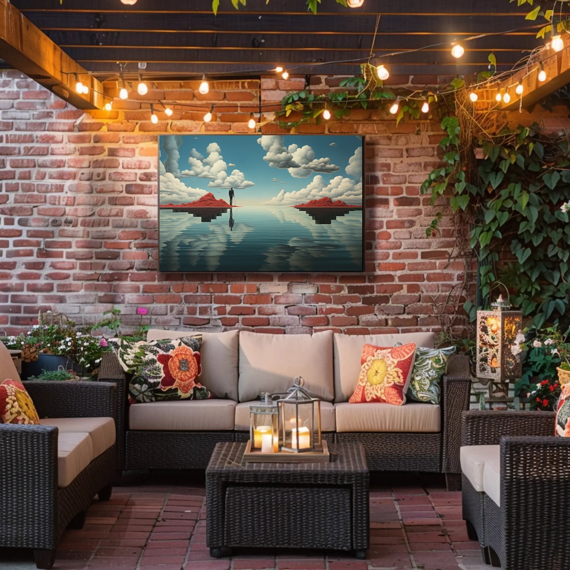 Surreal Reflection: Artistic Poster with Contemplative Figure