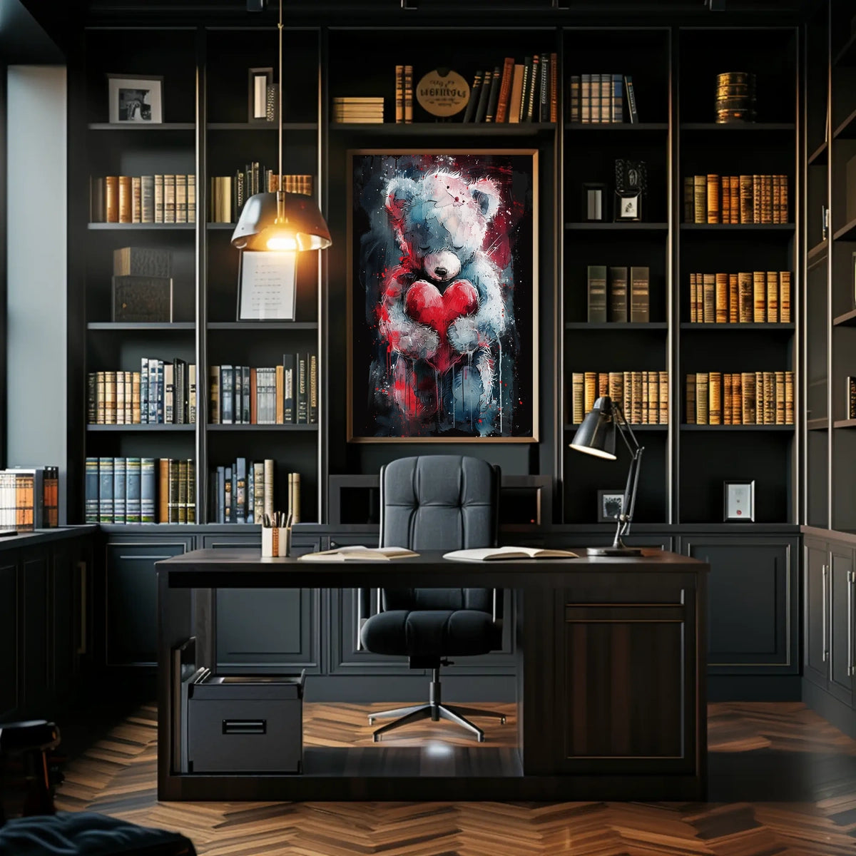 Heartfelt Teddy Bear Watercolor Embrace Cozy Love Heart Sentimental Decor Gift Timeless Poster