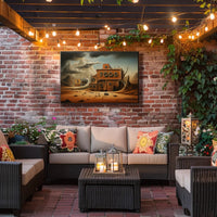 Surreal Desert Clockscape Art Print Futuristic Sci-Fi Poster