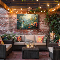 Vibrant Jungle Scene with Exotic Waterfalls Poster