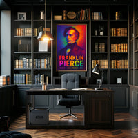 Franklin Pierce 14th President of the United States Neon Gradient Overlay Poster