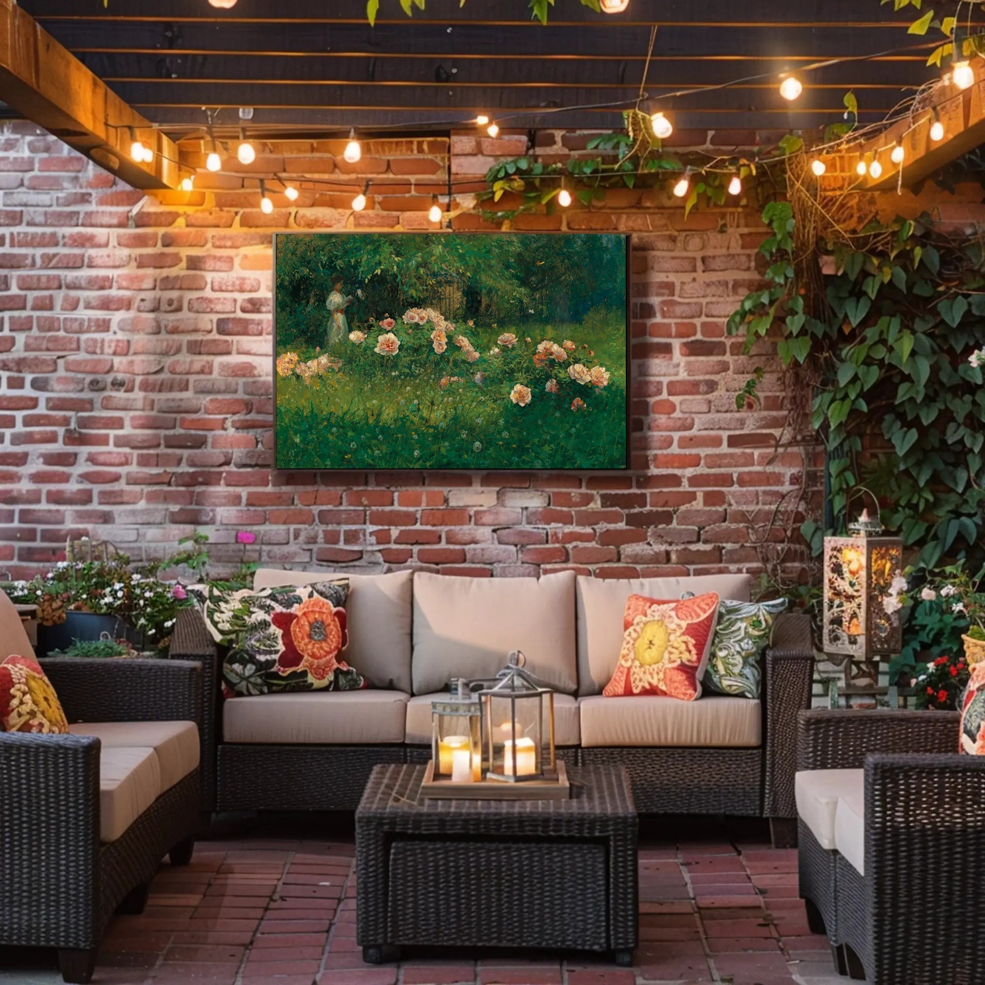 Woman in a Garden of Roses Poster