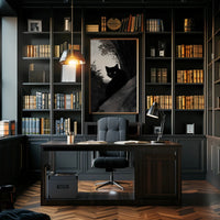 Black Cat in Shadowy Forest Animal Poster PosterGoat