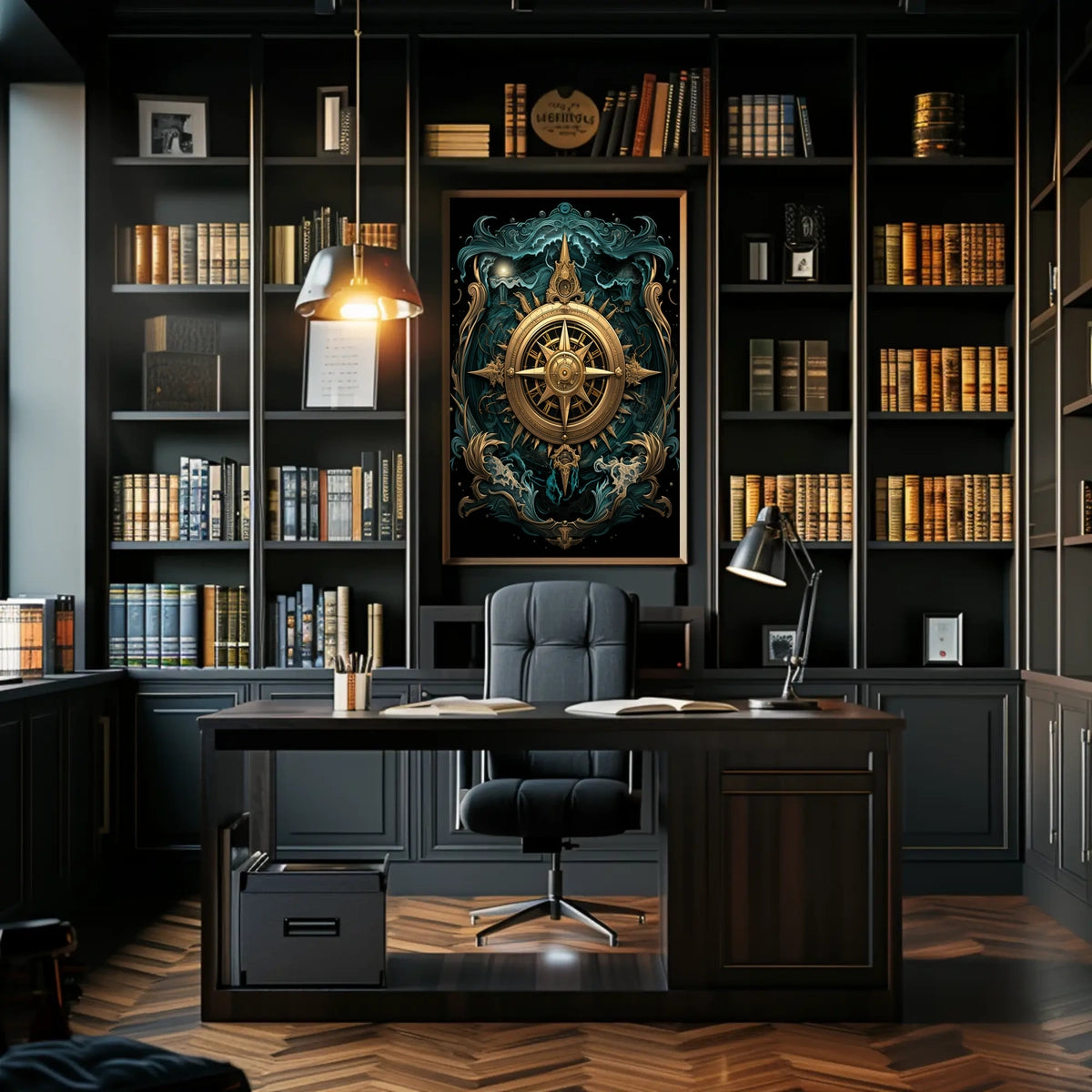 Mystical Seas Adventure Compass Surrealism Poster