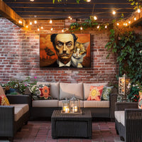 Surreal Urban Portrait with Man and Cat – Artistic Poster