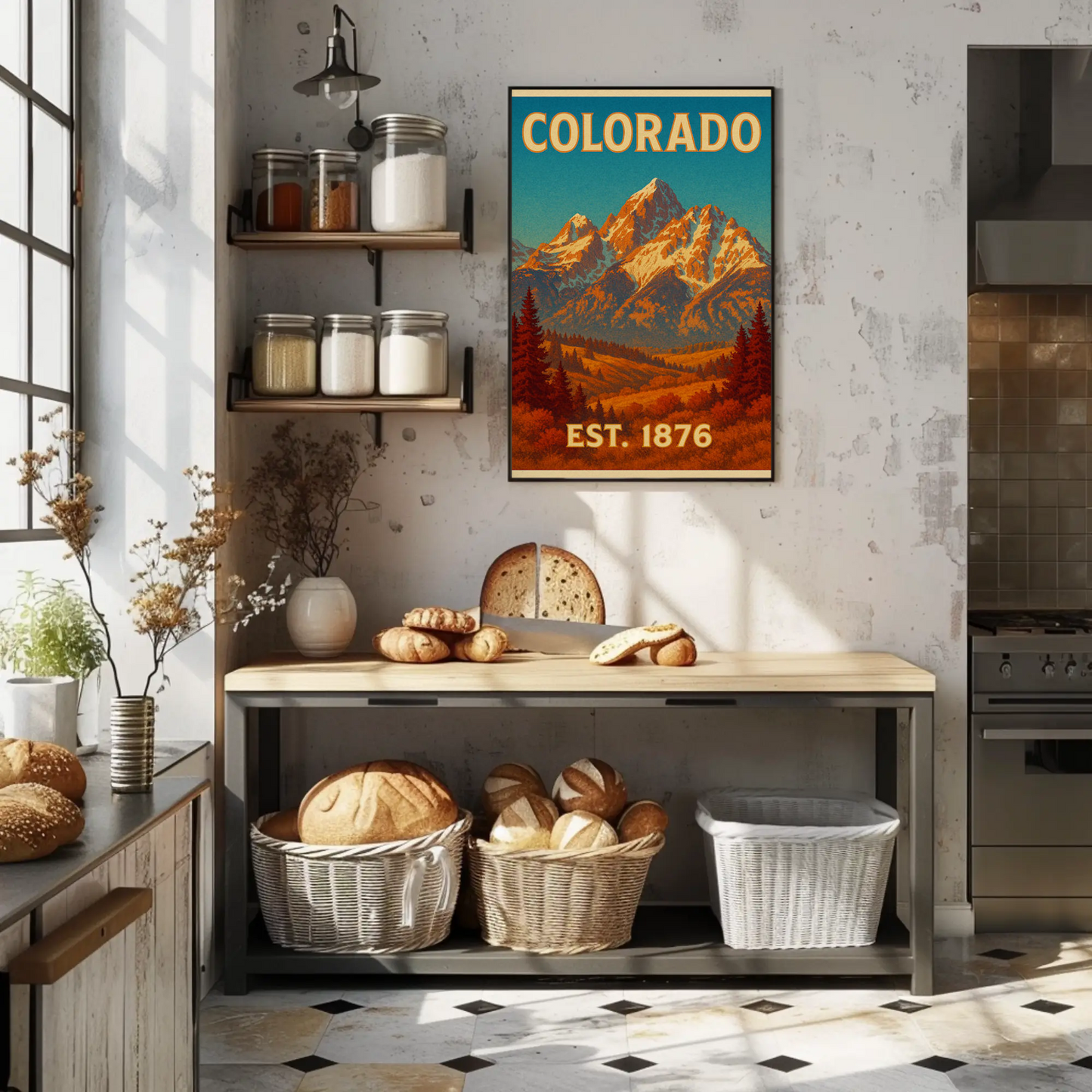Colorado Rocky Mountains Sunset Est 1876 Travel Poster