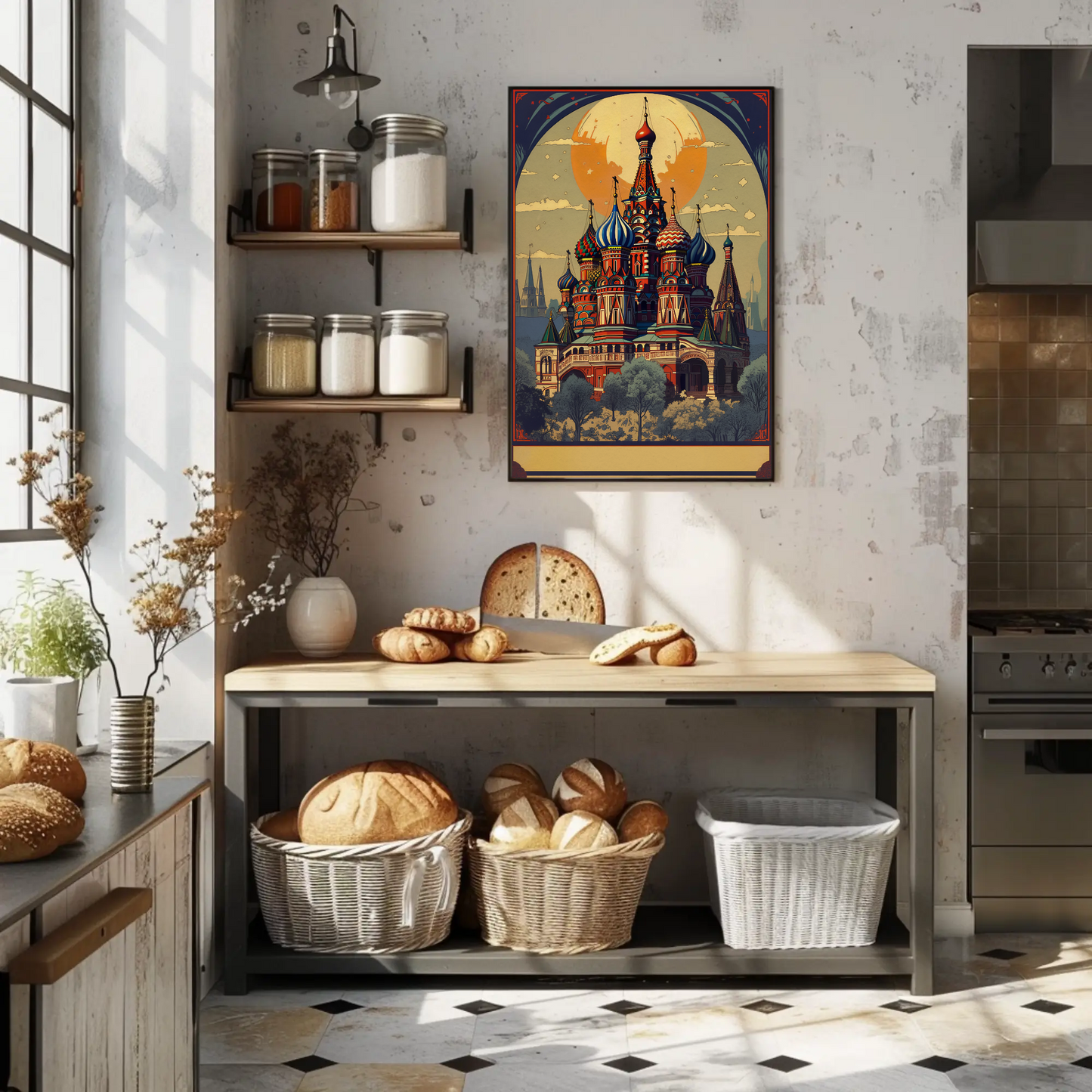 Saint Basil's Cathedral Moscow Sunset Dome Travel Poster