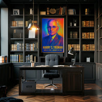 Harry S. Truman 33rd President of the United States Neon Gradient Overlay Poster