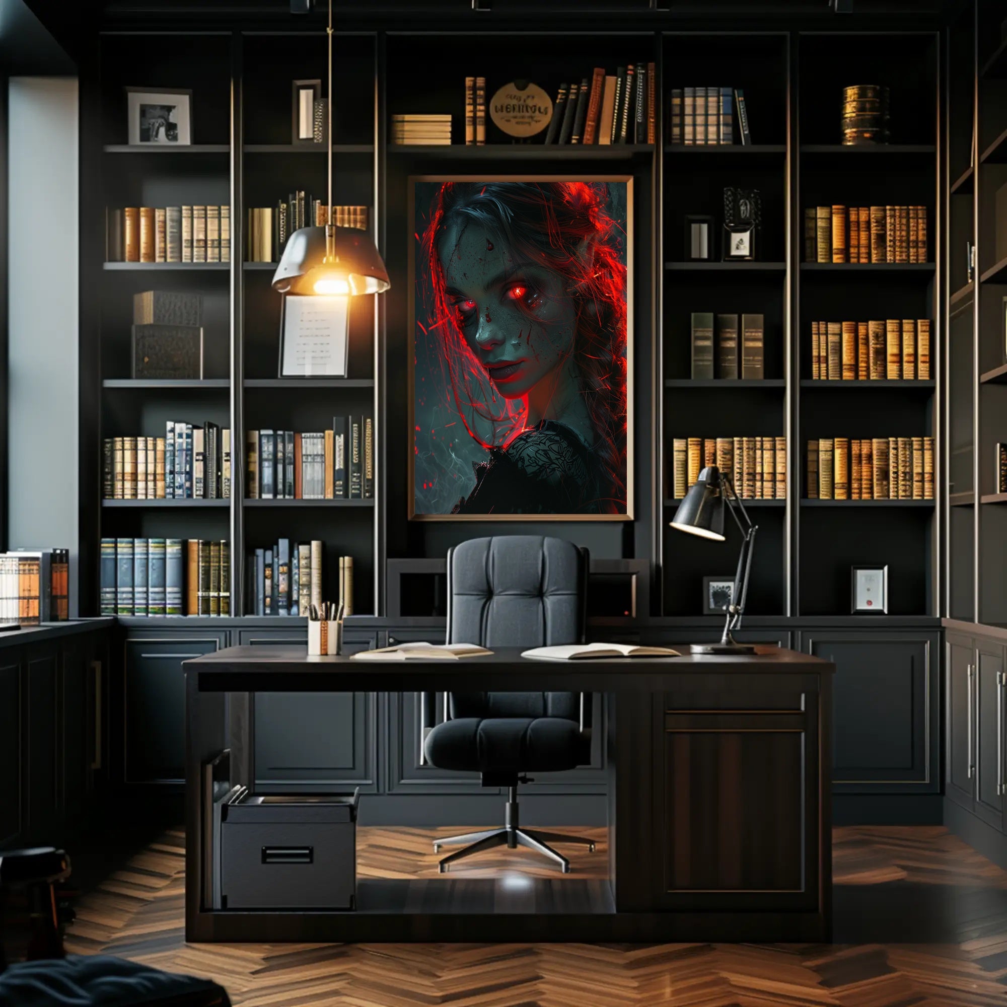 Enigmatic Red Glare Poster PosterGoat