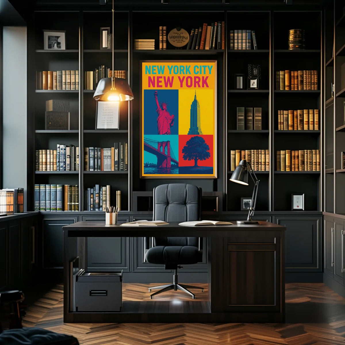 New York City Landmarks Skyline Poster Modern Wall Art