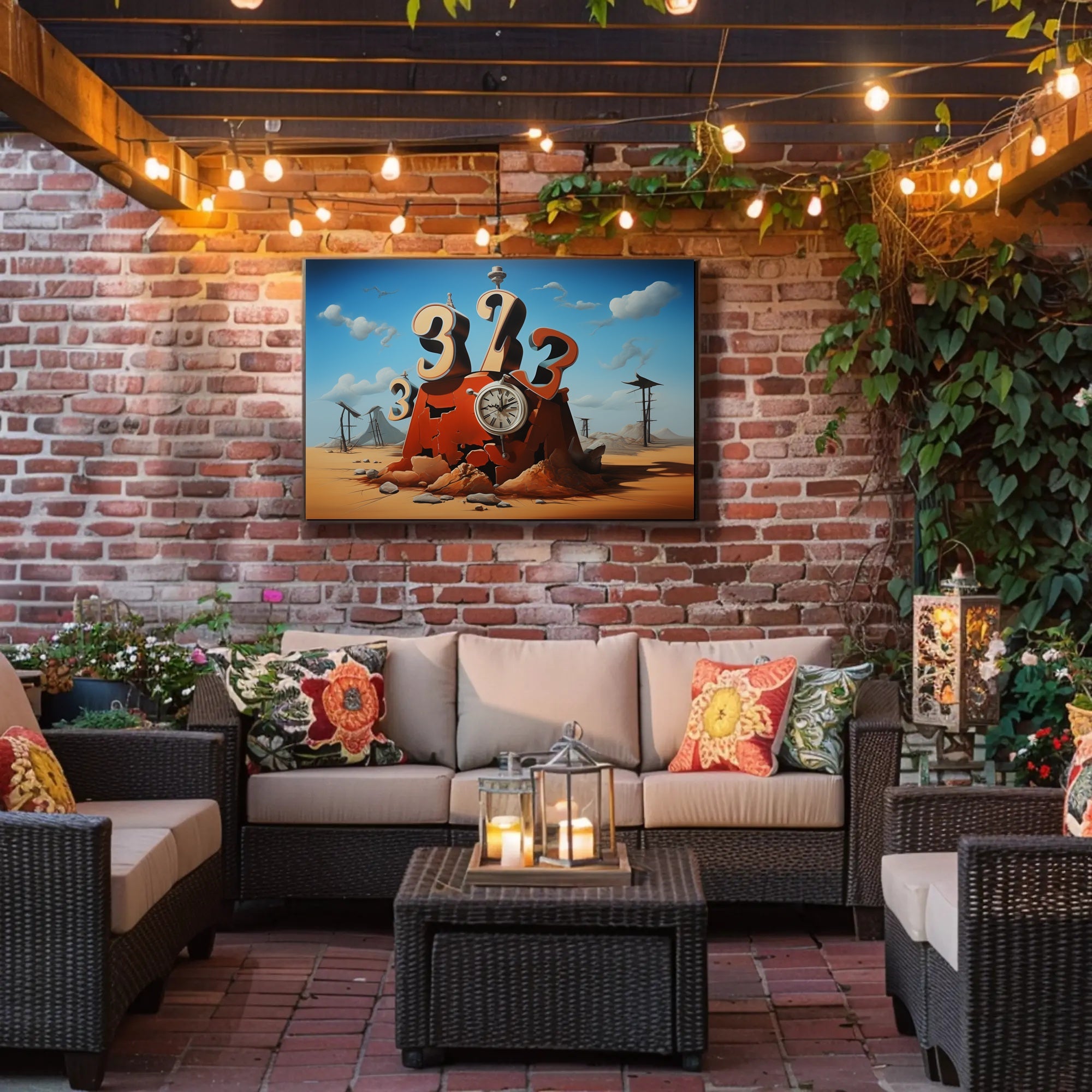 Surreal Desert Time Illusion Artistic Poster