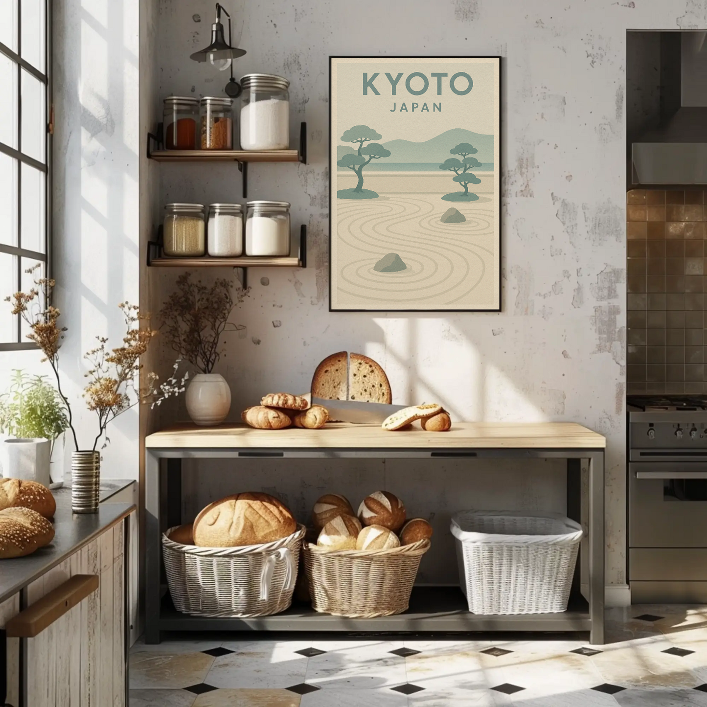 Kyoto Japan Zen Garden Minimalist Poster Poster