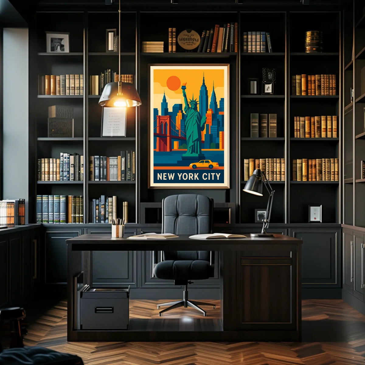 New York City Iconic Landmarks Poster Modern Wall Art