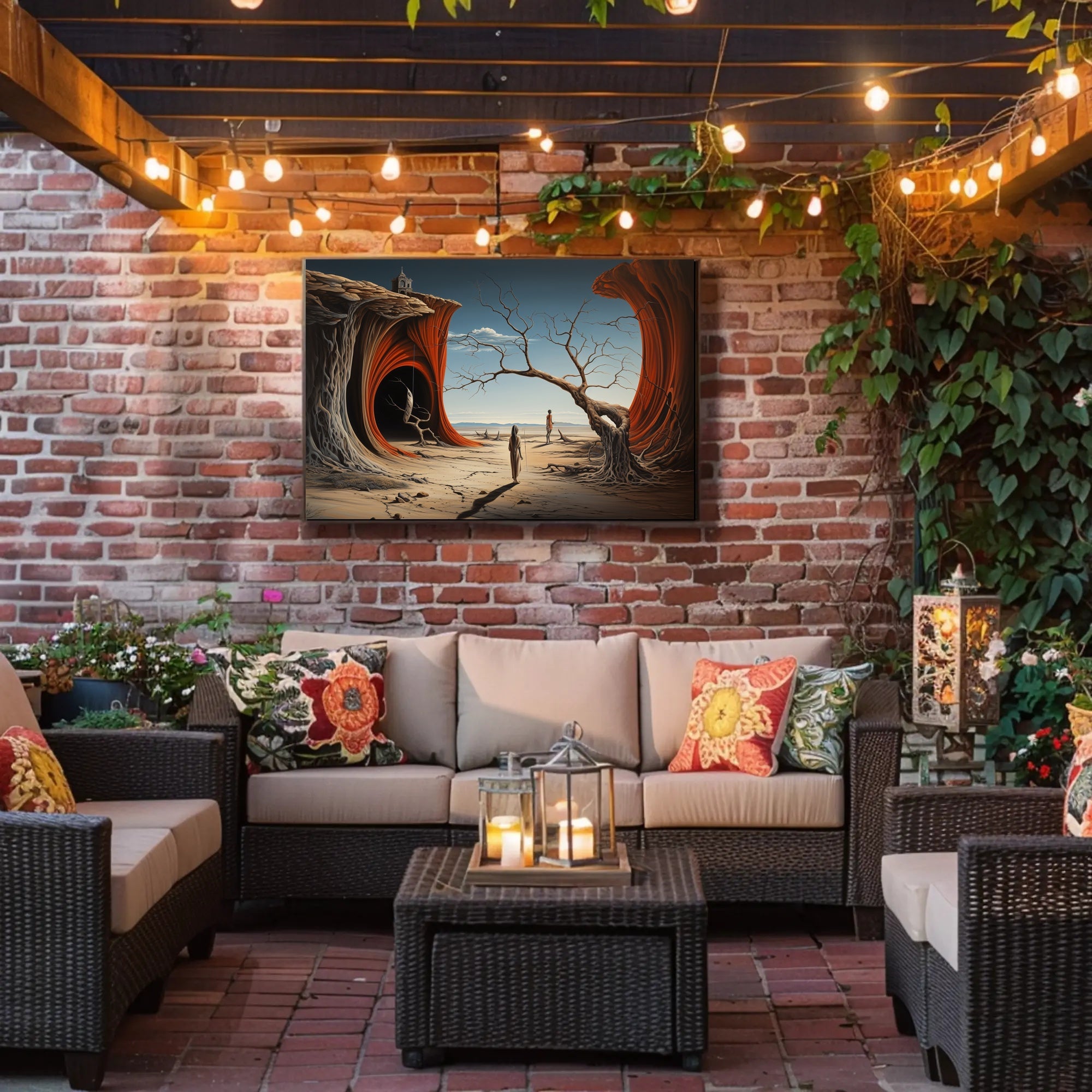 Surreal Journey in Barren Landscape Artistic Poster