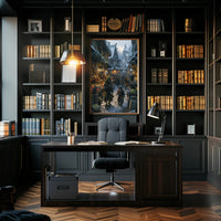 Medieval Snow Village Market Scene Fantasy or Mythology Poster PosterGoat