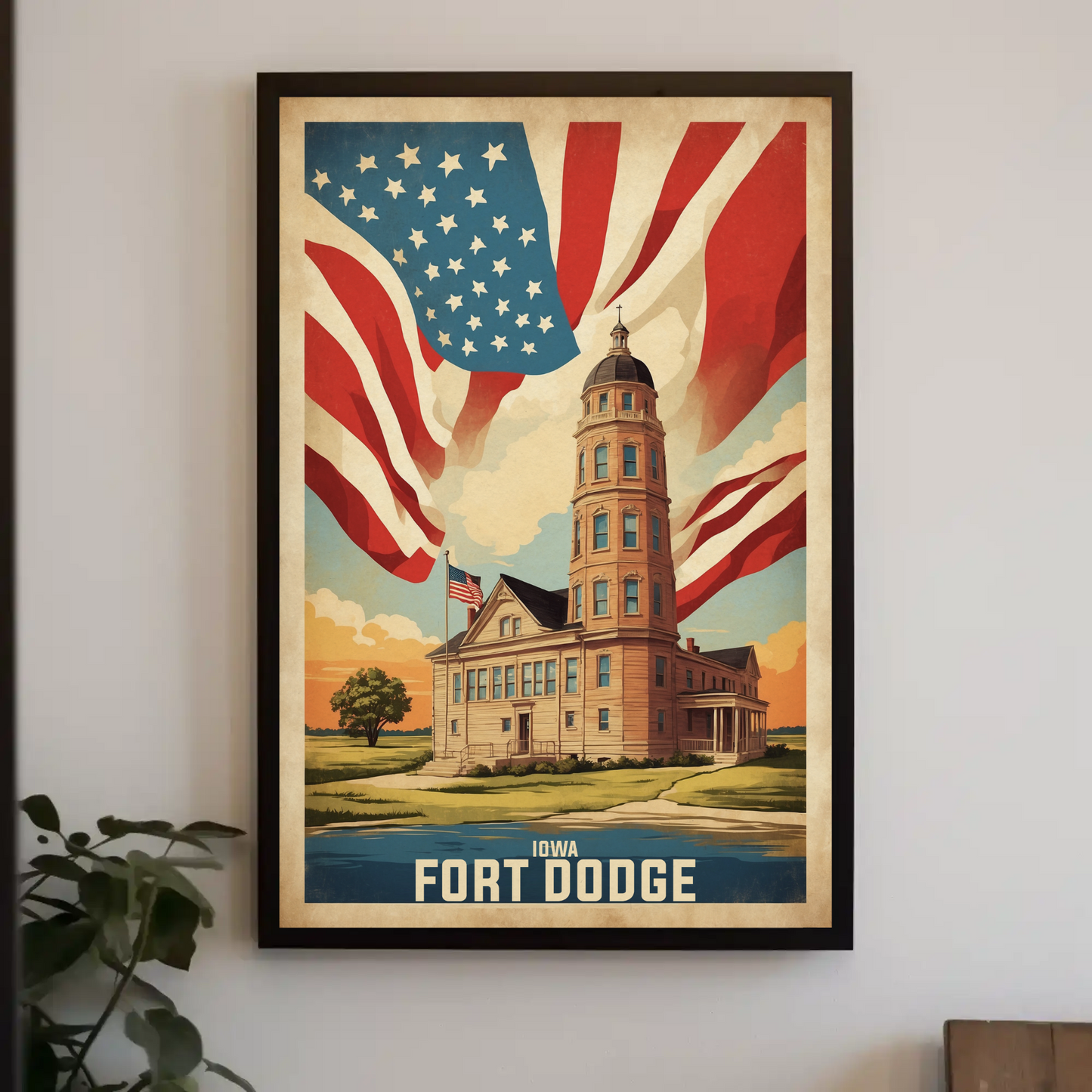 Fort Dodge Iowa Historic Building Vintage Travel Poster