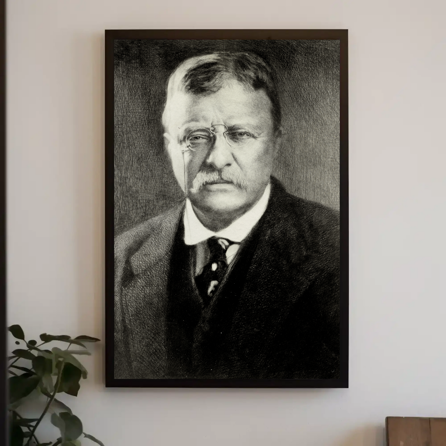 Theodore Roosevelt Portrait Drawing Vintage Poster