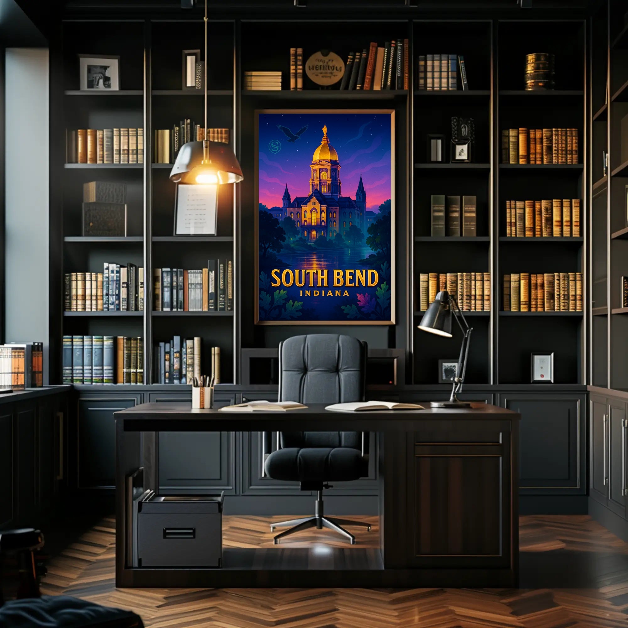 Illuminated Landmark in South Bend Poster