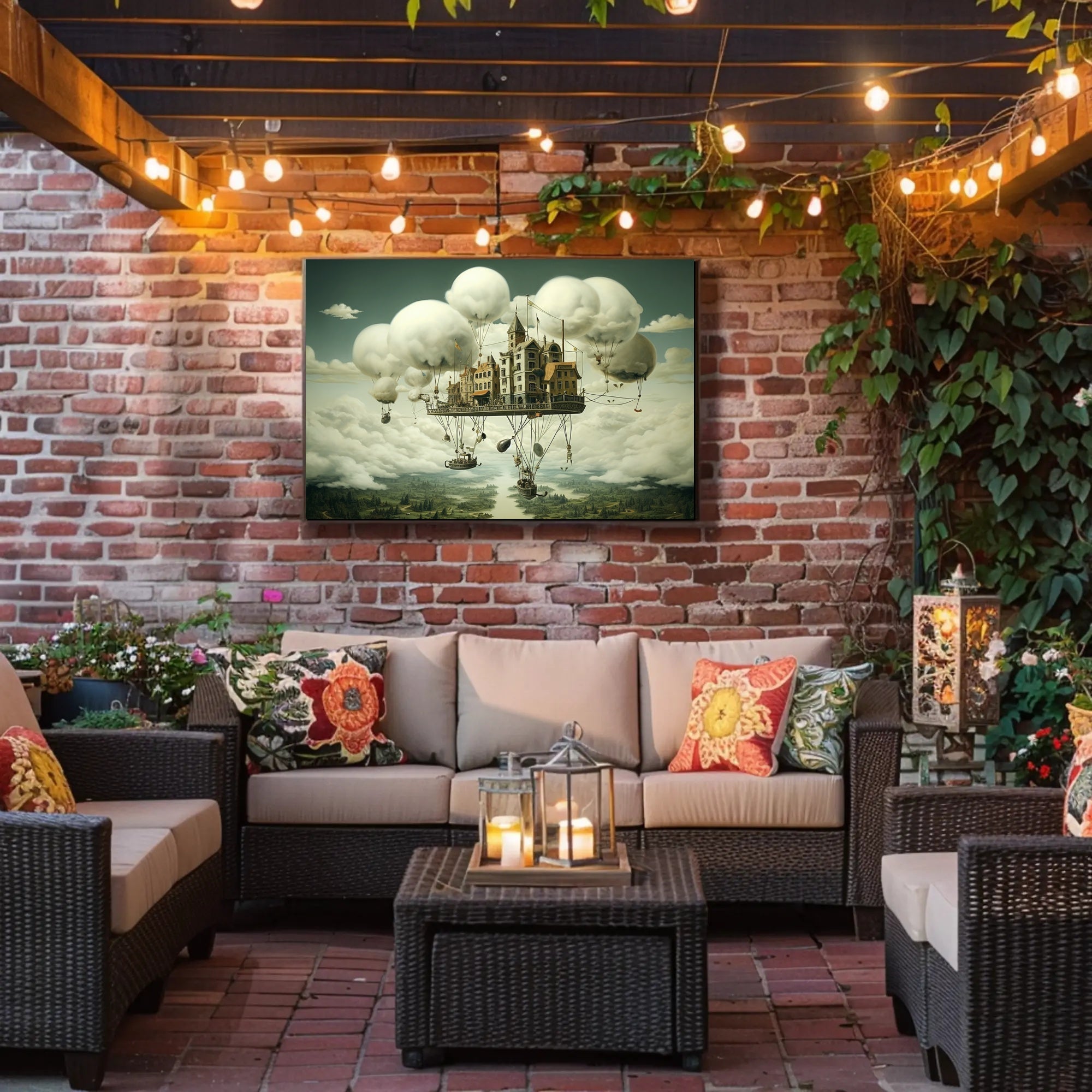 Floating Castle in Mid-Air Fantasy or Mythology Poster