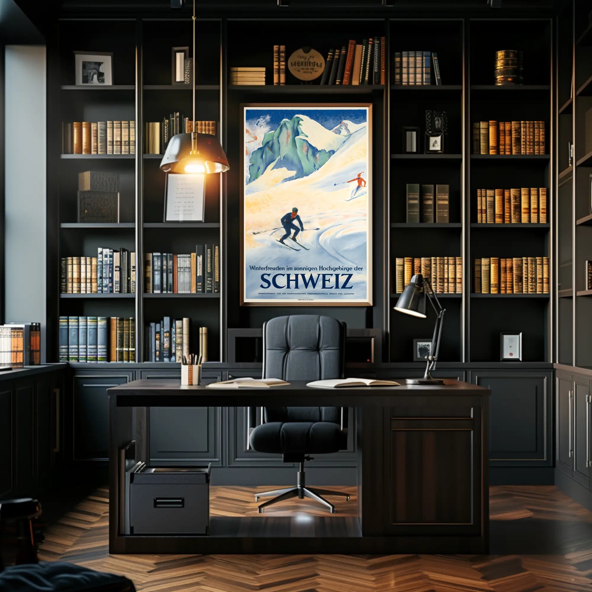 Swiss Alps Vintage Ski Adventure Travel Poster PosterGoat