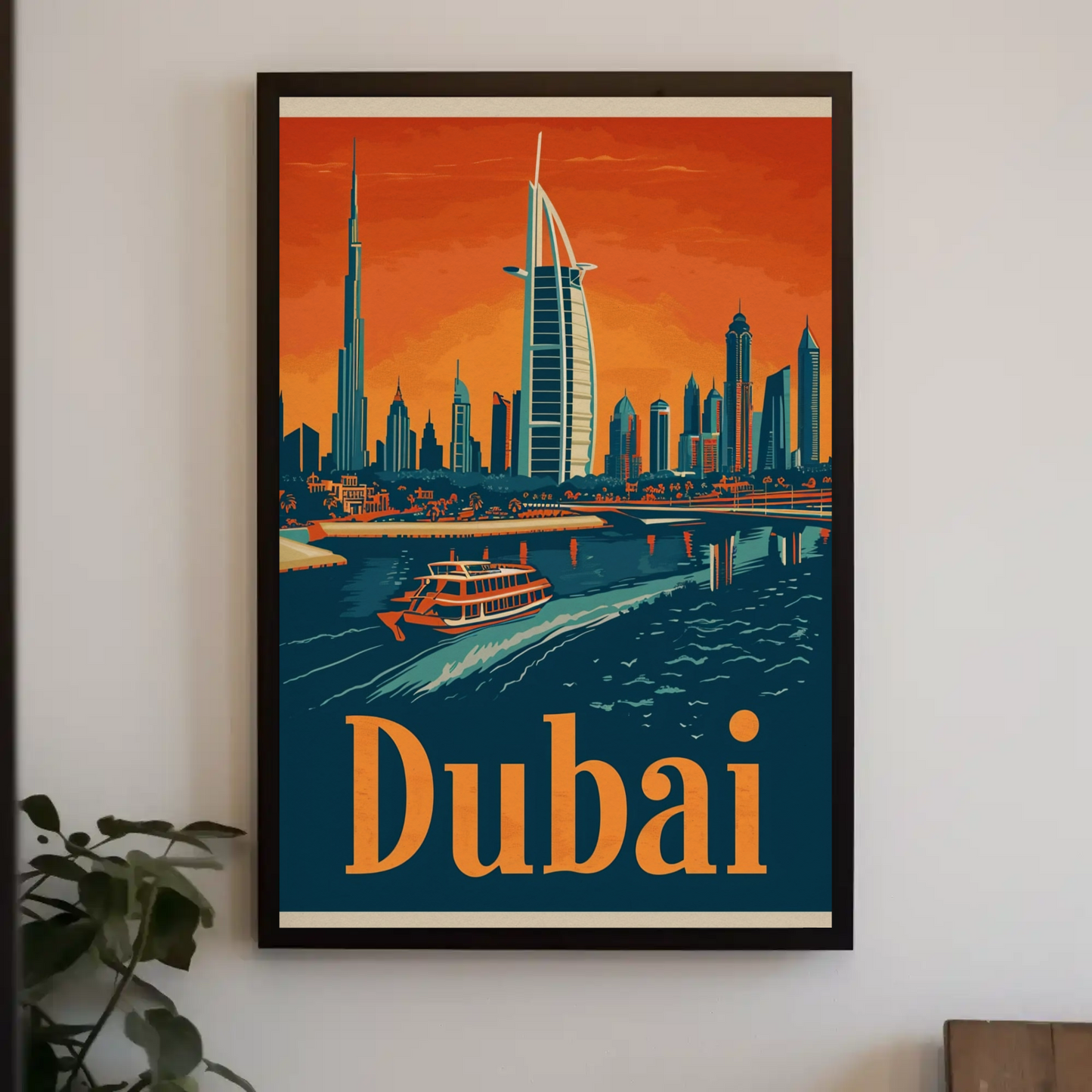 Dubai Cityscape Vintage Poster