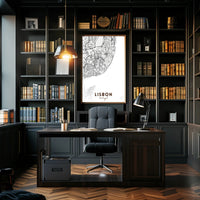 Lisbon Modern Minimalist Map Art Print Urban or Cityscape Poster