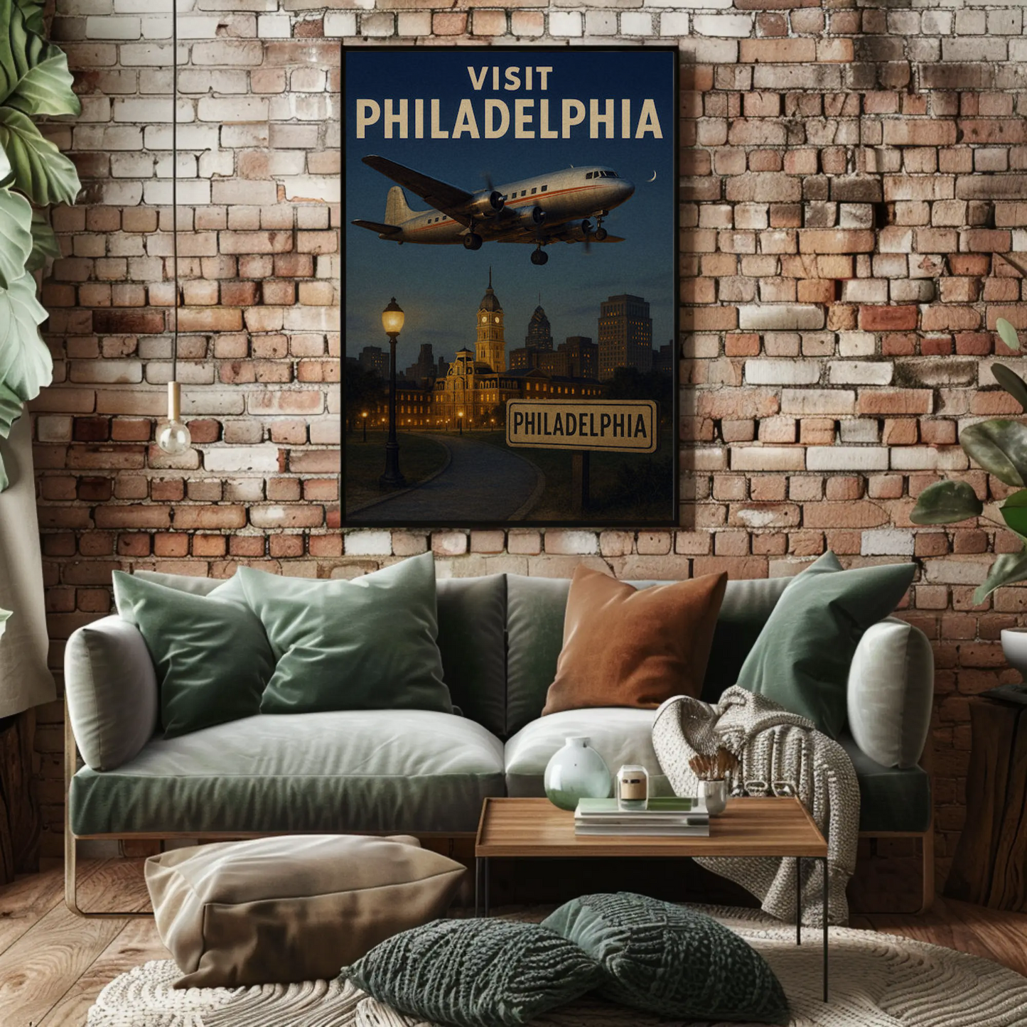Visit Philadelphia Independence Hall Skyline Travel Poster