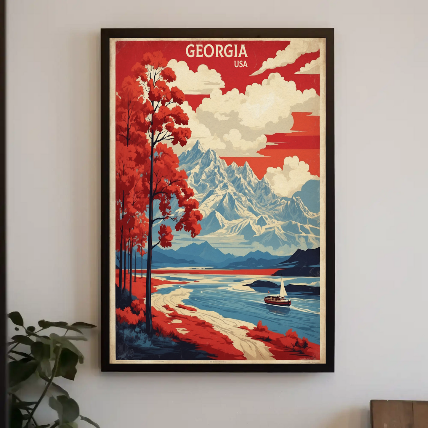 Georgia Scenic River Mountains Vintage Travel Poster