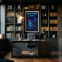 Neon NYC Skyline Night Cityscape Poster Modern Wall Art