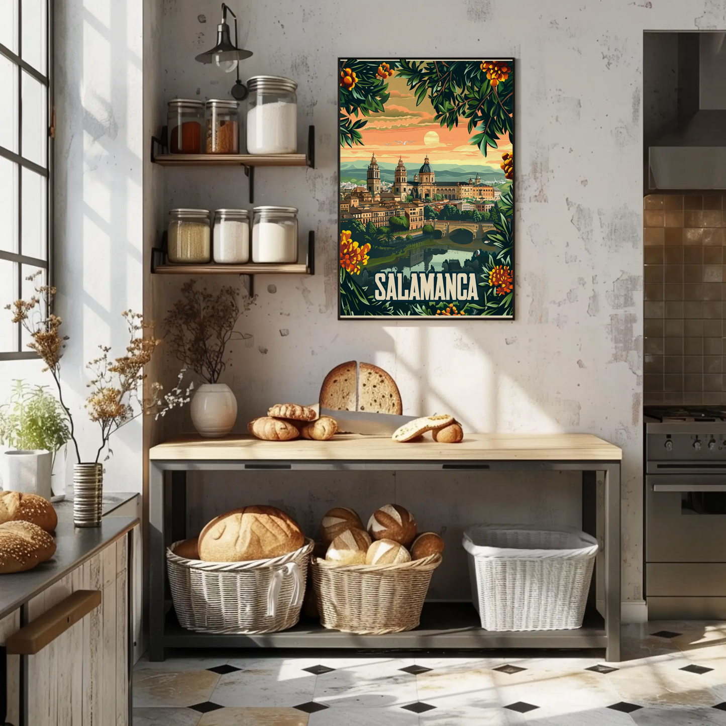 Salamanca Spain Sunset Cathedral Travel Poster