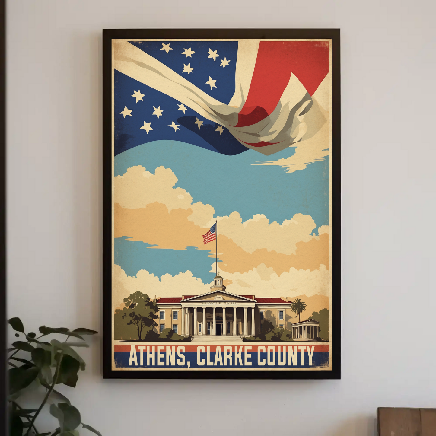 Athens Clarke County Georgia Capitol Vintage Travel Poster