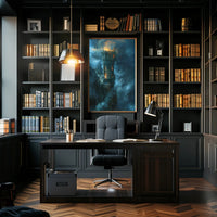 Towering Fortress in Majestic Mountains - Fantasy or Mythology Poster PosterGoat