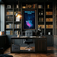 Futuristic Neon Niagara Falls Art Print - Futuristic Sci-Fi Poster