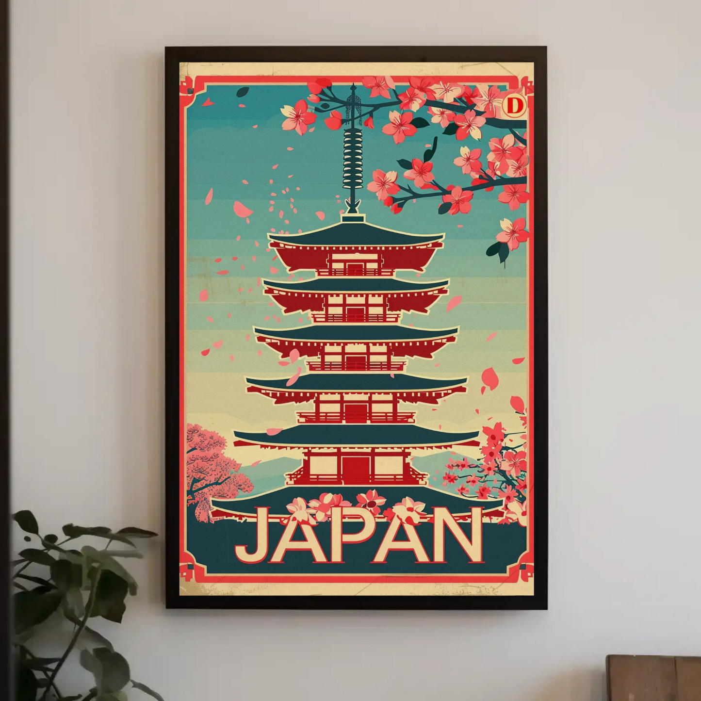Japan Vintage Travel Poster - Cherry Blossoms