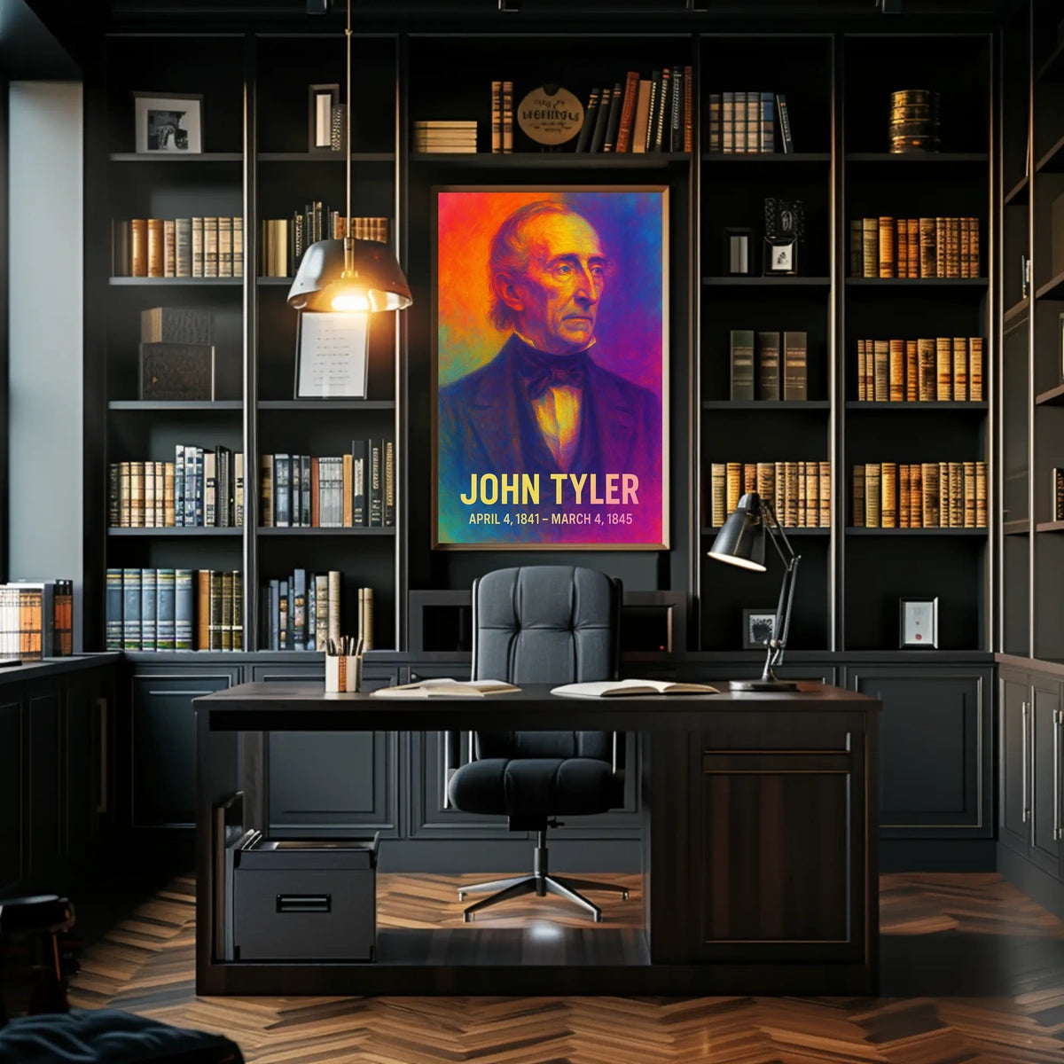 John Tyler 10th President of the United States Neon Gradient OverlayPoster