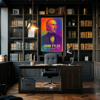 John Tyler 10th President of the United States Neon Gradient OverlayPoster