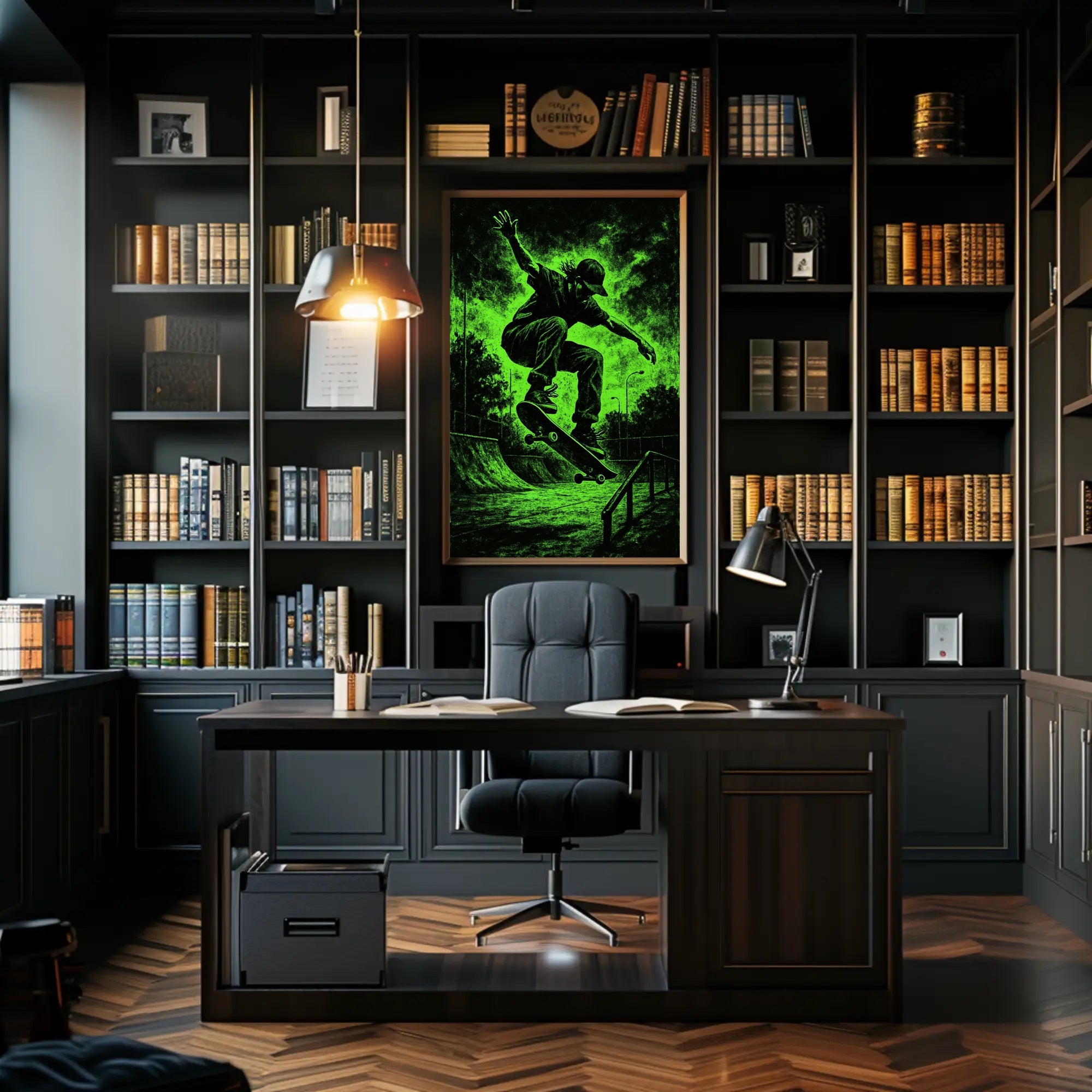 Dynamic Skateboarder Performing Trick Sports Poster